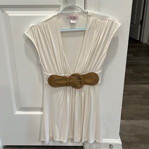 V-Neck Belted Tunic Top